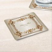 Party Gold Rechthoek Dimond Flowers Shiny Kartonnen Onderzetters (Schuin)