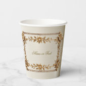 Party Gold Rechthoek Dimond Flowers Shiny Papieren Bekers (Achterkant)