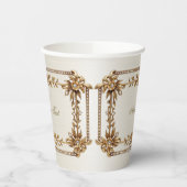 Party Gold Rechthoek Dimond Flowers Shiny Papieren Bekers (Links)