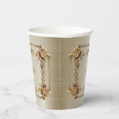 Party Gold Rechthoek Dimond Flowers Shiny Papieren Bekers (Rechts)