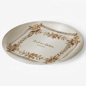 Party Gold  Rechthoek Dimond Flowers Shiny Papieren Bordje (Gekanteld)