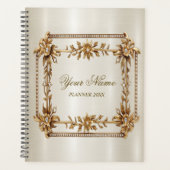 Party Gold Rechthoek Dimond Flowers Shiny Planner (Voorkant)