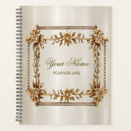 Party Gold  Rechthoek Dimond Flowers Shiny Planner