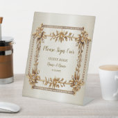 Party Gold Rechthoek Dimond Flowers Shiny Reclamebord Met Voetstuk (Insitu)