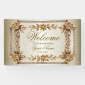 Party Gold Rechthoek Dimond Flowers Shiny Spandoek (Horizontaal)