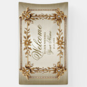 Party Gold  Rechthoek Dimond Flowers Shiny Spandoek (Verticaal)