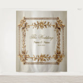 Party Gold  Rechthoek Dimond Flowers Shiny Wandkleed (Voorkant)