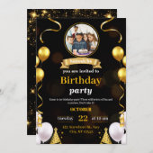 Party Gold Uitnodiging verjaardag (Voorkant / Achterkant)