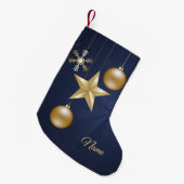 Party Golden Ornaments Navy Blue Elegant Kleine Kerstsok (Voorkant (Hangend))