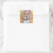 Party Golden Retriever Vierkante Sticker (Tas)