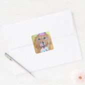 Party Golden Retriever Vierkante Sticker (Envelop)