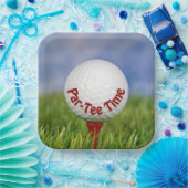 Party Golf Ball on Red T-shirt Papieren Bordje (Feest)