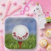 Party Golf Ball on Red T-shirt Papieren Bordje (Feest)