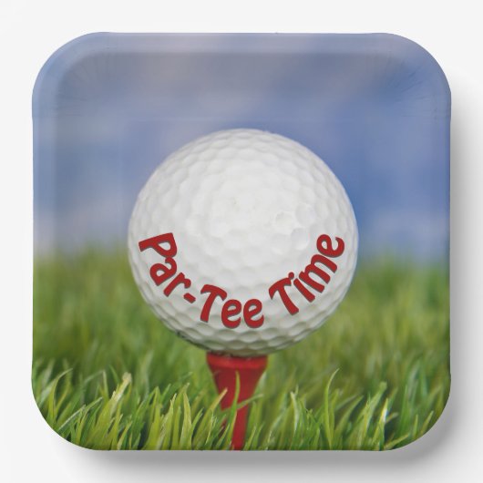 Party Golf Ball on Red T-shirt Papieren Bordje (Voorkant)