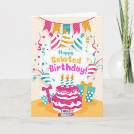 Party Happy Verlate Verjaardag Wenskaart Kaart