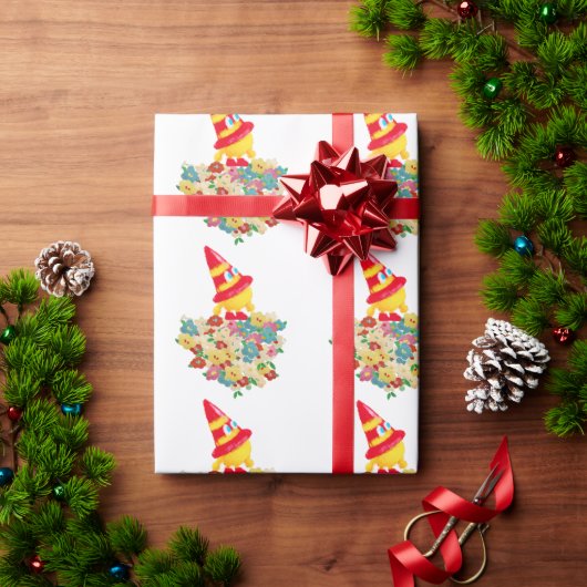 Party Hat Monster in the Garden Cadeaupapier (Feestdagen Geschenken)