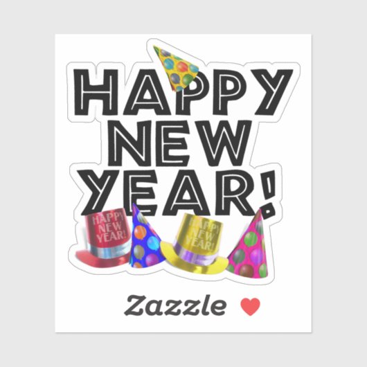 Party Hats Happy New Years Sticker (Vel)