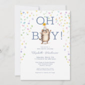 Party Hedgehog Het is een Jongen Baby shower Uitno Kaart (Voorkant)
