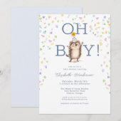 Party Hedgehog Het is een Jongen Baby shower Uitno Kaart (Voorkant / Achterkant)
