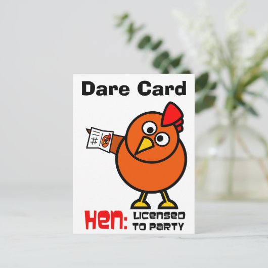 Party Hen Dare Kaart (Staand voorkant)