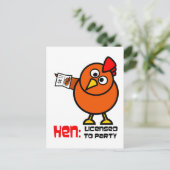 Party Hen White Briefkaart (Staand voorkant)