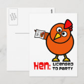 Party Hen White Briefkaart (Voorkant / Achterkant)