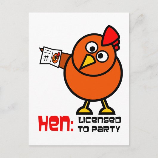 Party Hen White Briefkaart (Voorkant)