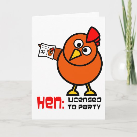 Party Hen White Wenskaart Kaart (Voorkant)