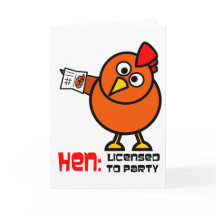 Party Hen White Wenskaart