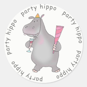 Party Hippo Ronde Sticker