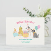 Party Hond kleurrijke pastel kleuren verjaardag Kaart (Staand voorkant)