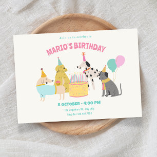 Party Hond kleurrijke pastel kleuren verjaardag Kaart