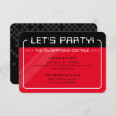 PARTY INFO INSERT moderne gamer cool zwart rood Kaart (Voorkant / Achterkant)