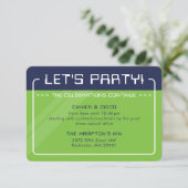 PARTY INFO INSERT moderne gamer navy neon groen Kaart (Staand voorkant)
