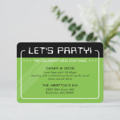 PARTY INFO INSERT moderne gamer zwart groen Kaart (Staand voorkant)