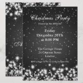 Party Invitation Black Elegant Winter Sparkle Kaart (Voorkant / Achterkant)