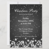 Party Invitation Black Elegant Winter Sparkle Kaart (Voorkant)