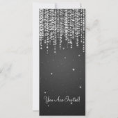 Party Invitation Elegant Falling Sparkle Black Kaart (Achterkant)