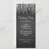 Party Invitation Elegant Falling Sparkle Black Kaart (Voorkant)