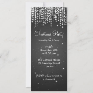 Party Invitation Elegant Falling Sparkle Black Kaart