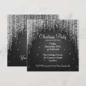 Party Invitation Elegant Falling Sparkle Black Kaart (Voorkant / Achterkant)