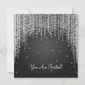 Party Invitation Elegant Falling Sparkle Black Kaart (Achterkant)