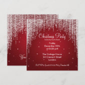 Party Invitation Elegant Falling Sparkle Red Kaart (Voorkant / Achterkant)