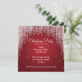 Party Invitation Elegant Falling Sparkle Red Kaart (Staand voorkant)