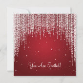 Party Invitation Elegant Falling Sparkle Red Kaart (Achterkant)