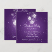 Party Invitation Elegant Sparging Baubles Paars Kaart (Voorkant / Achterkant)