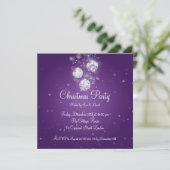Party Invitation Elegant Sparging Baubles Paars Kaart (Staand voorkant)