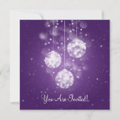 Party Invitation Elegant Sparging Baubles Paars Kaart (Achterkant)