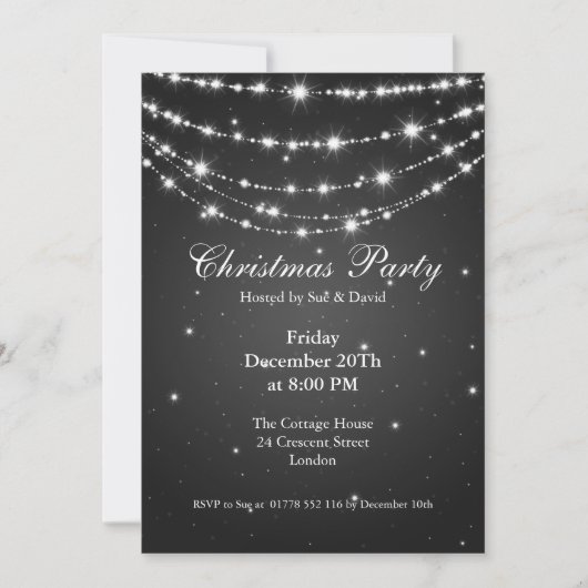 Party Invitation Elegant Sparging Chain Black Kaart (Voorkant)