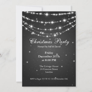 Party Invitation Elegant Sparging Chain Black Kaart